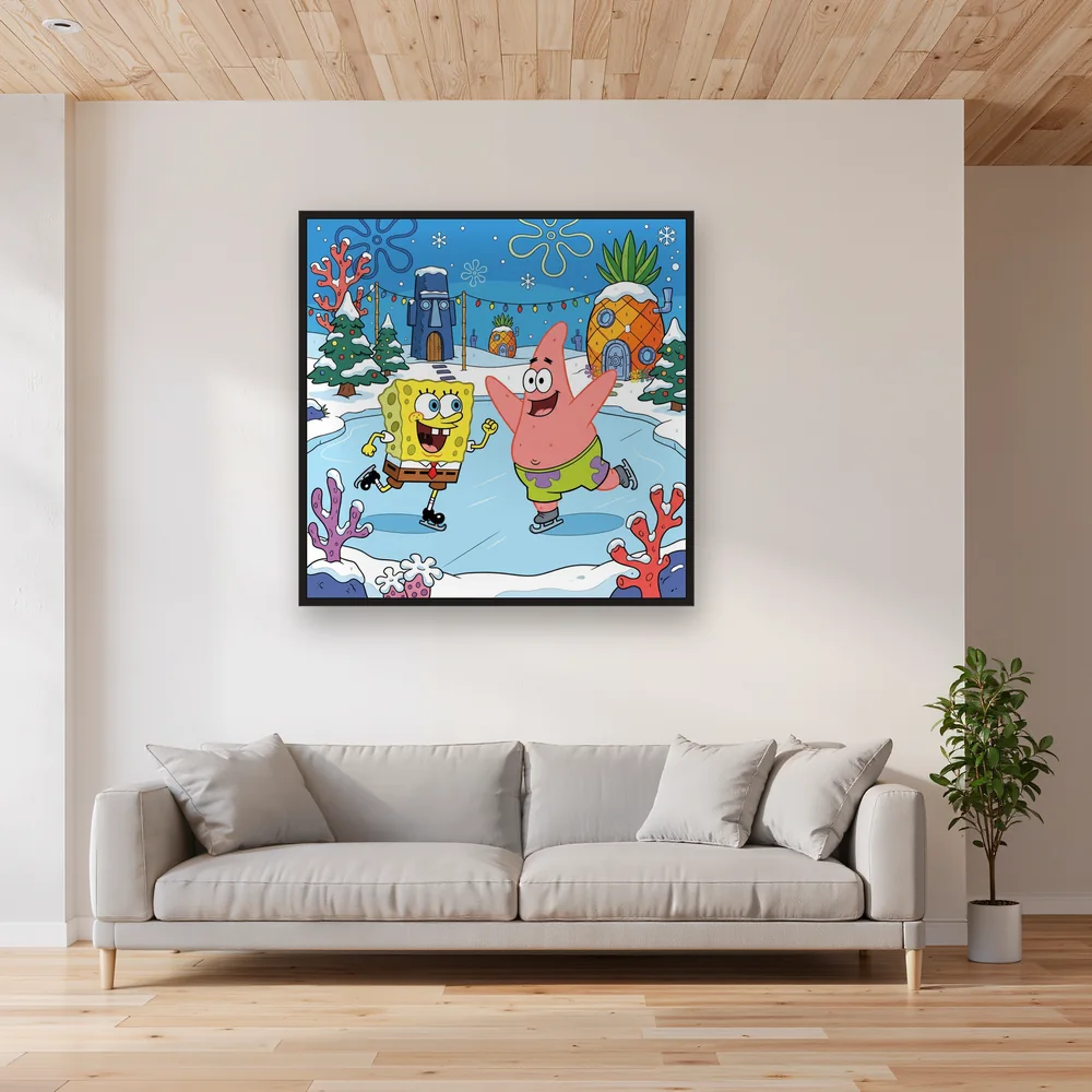 SpongeBob and Patrick Ice Skating at Christmas – Living room