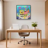 SpongeBob and Patrick Smiling with Floating Flowers – Office