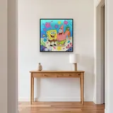 SpongeBob and Patrick Smiling with Floating Flowers – Hallway