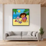 Dora and Boots Discovering a Purple Starfish – displayed in a living room