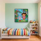 Dora and Boots at the Waterfall with Parrots – Kids room