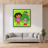 Dora Boots and Swiper Hiding Behind Bush – displayed in a living room