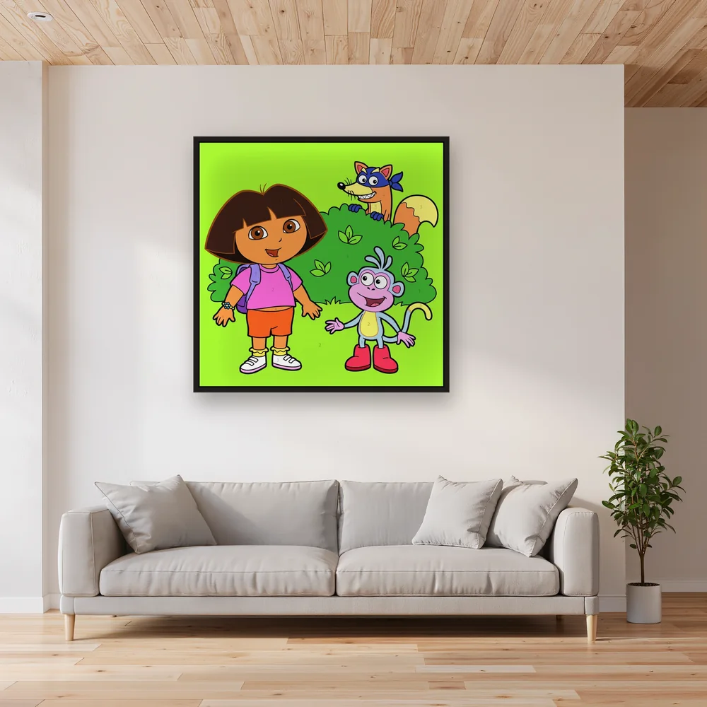 Dora Boots and Swiper Hiding Behind Bush – Living room