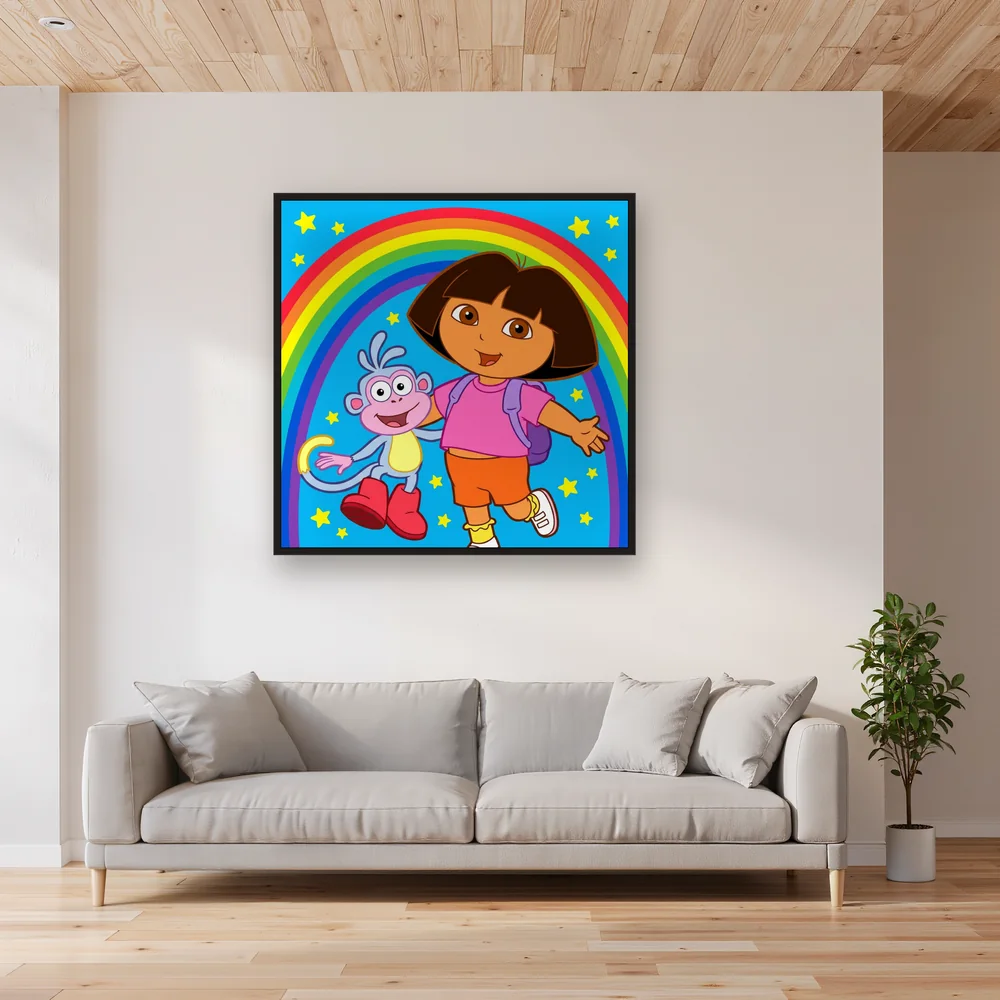 Dora and Boots Under a Rainbow Sky – Living room