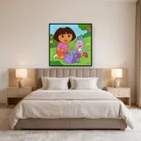 Dora and Boots Opening Backpack on the Grass – Bedroom