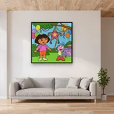 Dora and Boots Birthday Piñata Party – displayed in a living room