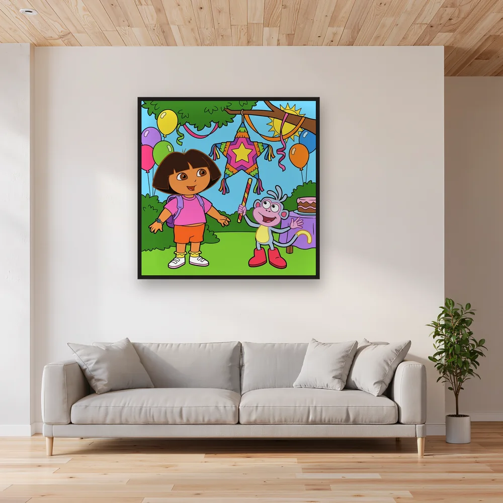 Dora and Boots Birthday Piñata Party – Living room