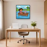 Dora and Boots Rowing a Wooden Boat – Office