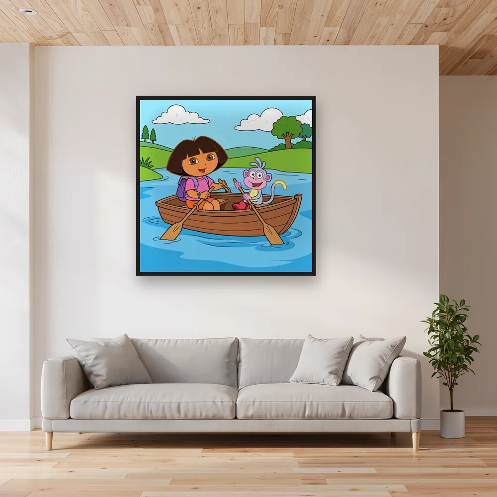 Dora and Boots Rowing a Wooden Boat – Living room