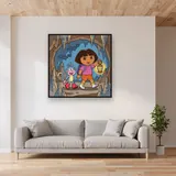 Dora and Boots Exploring a Cave with Lantern – displayed in a living room