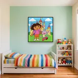 Dora and Boots Waving at the Castle – Kids room