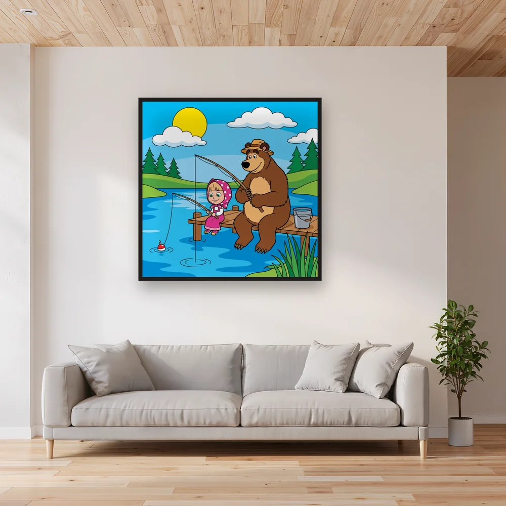Masha and the Bear Fishing on a Sunny Lake – Living room