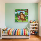 Masha and the Bear on a Tree Swing – Kids room