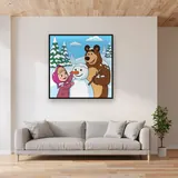 Masha and the Bear Building a Snowman – displayed in a living room