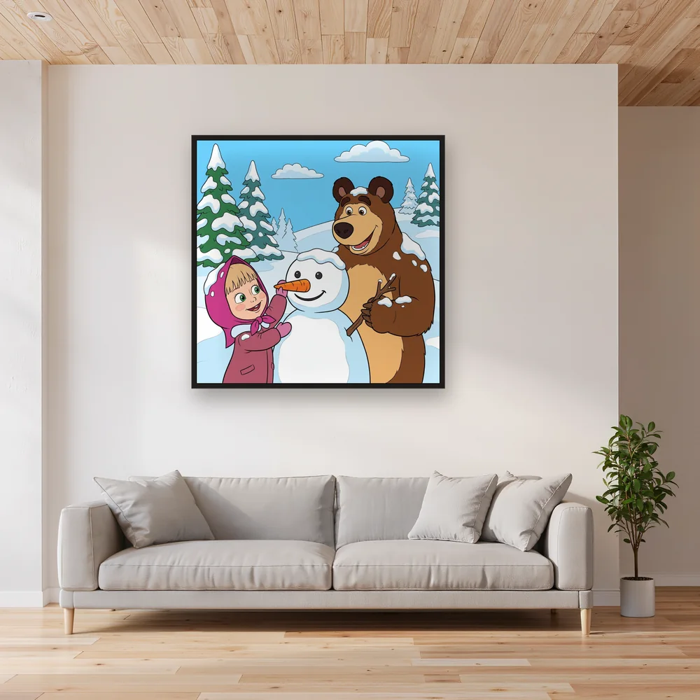 Masha and the Bear Building a Snowman – Living room