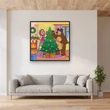 Masha and the Bear Decorating a Christmas Tree – displayed in a living room