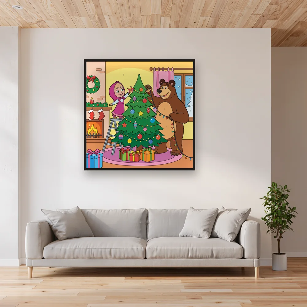 Masha and the Bear Decorating a Christmas Tree – Living room