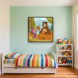 Masha and the Bear Playing in Autumn Leaves – Kids room