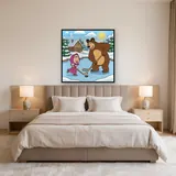 Masha and the Bear Playing Hockey on Ice – Bedroom