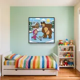 Masha and the Bear Playing Hockey on Ice – Kids room