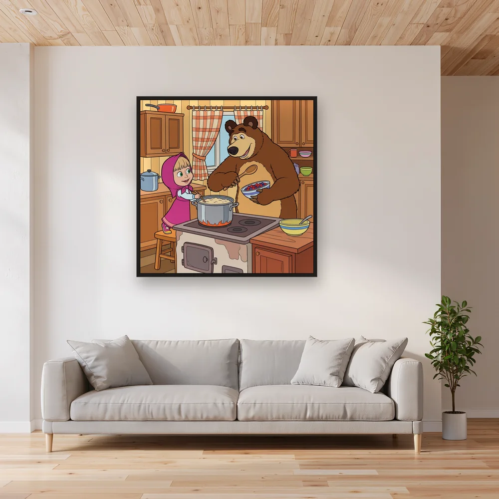 Masha and the Bear Cooking Porridge – Living room