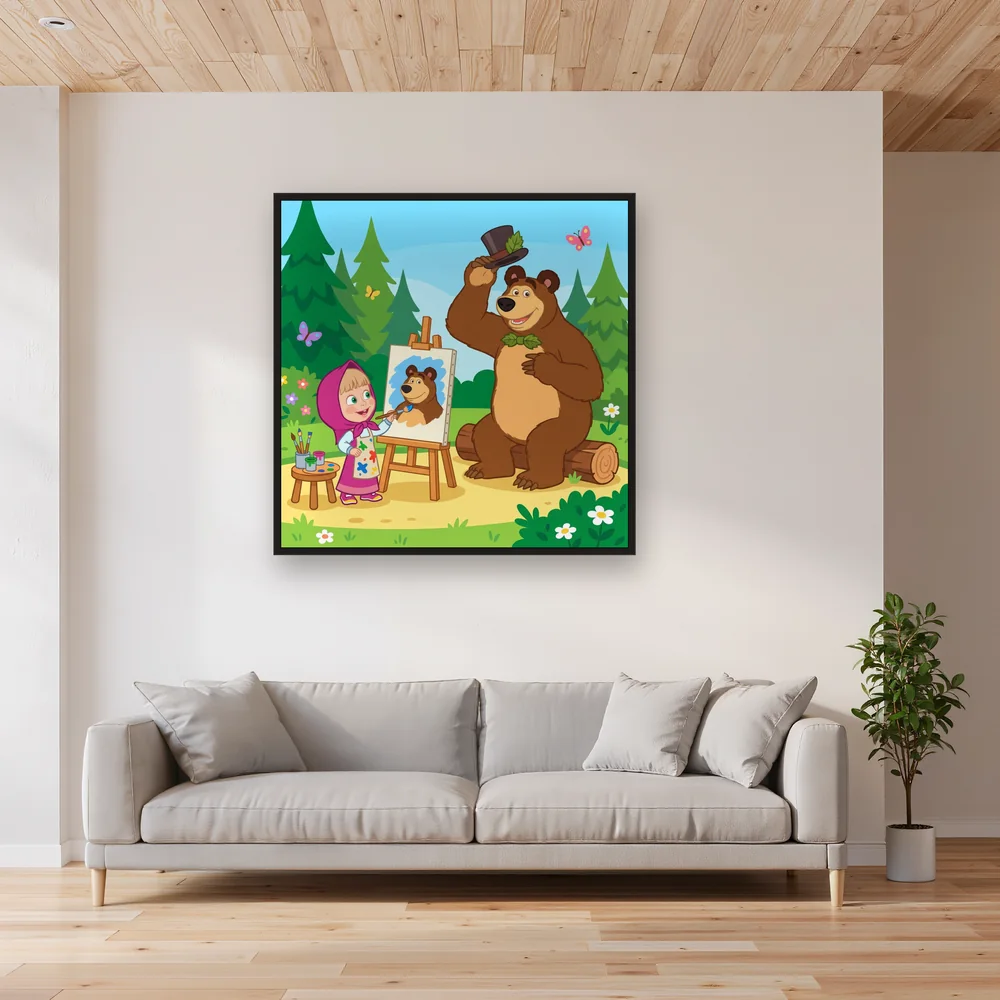 Masha Painting the Bear on an Easel – Living room