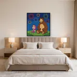 Masha and the Bear Watching Night Fireworks – Bedroom