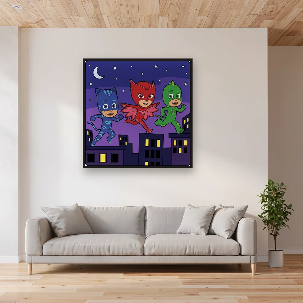 Catboy Owlette and Gekko Night City Run – Living room