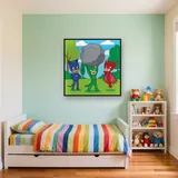 Gekko Lifting a Big Rock with Catboy and Owlette – Kids room