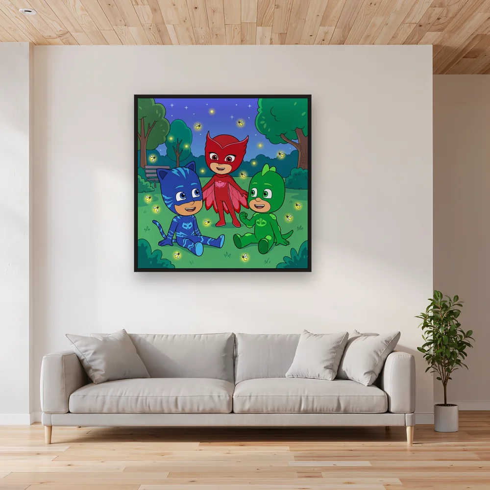 Catboy Owlette and Gekko with Fireflies in the Park – Living room