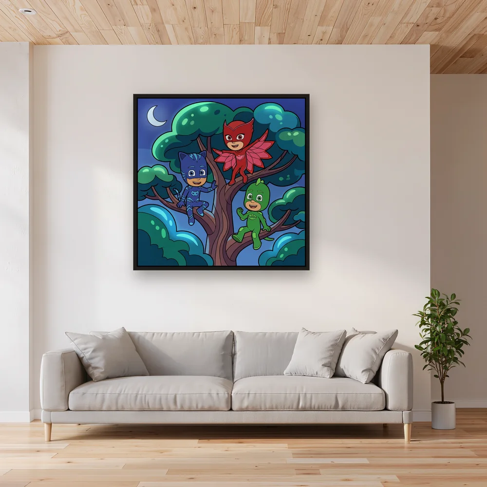 Catboy Owlette Gekko on a Big Tree at Night – Living room