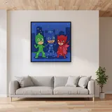 Catboy Owlette and Gekko City Skyline Heroes – displayed in a living room