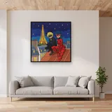 Ladybug and Cat Noir on Paris Rooftops – displayed in a living room