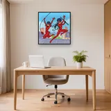 Ladybug and Cat Noir Swinging Over City Rooftops – Office