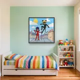 Ladybug and Cat Noir Balancing on a Rooftop – Kids room