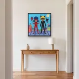 Ladybug and Cat Noir on City Rooftop – Hallway