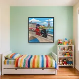 Ladybug and Cat Noir on Paris Bridge – Kids room