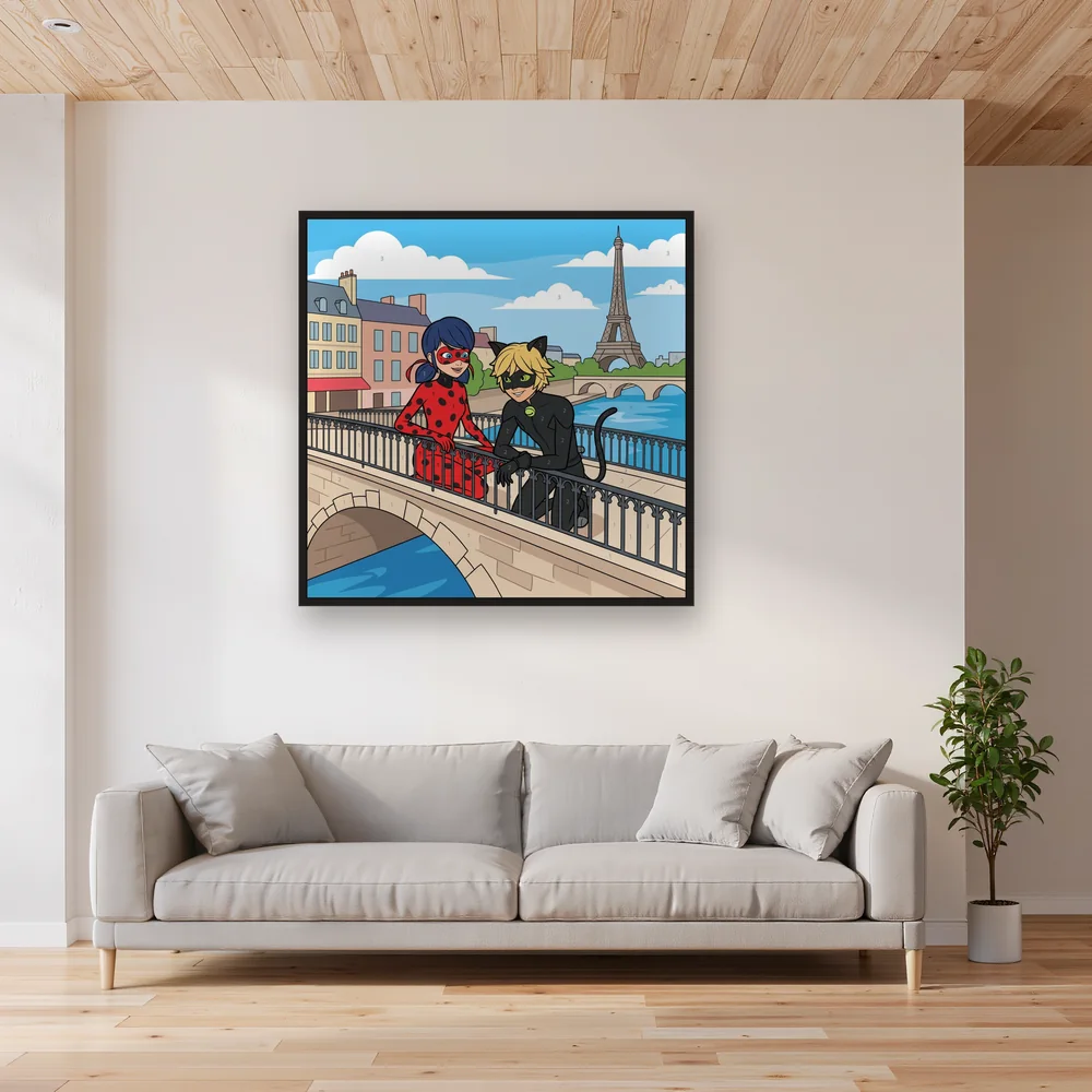 Ladybug and Cat Noir on Paris Bridge – Living room