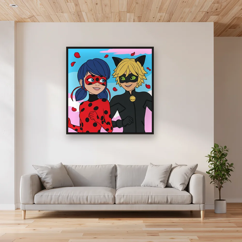 Ladybug and Cat Noir Floating Rose Petals – Living room
