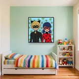 Cat Noir and Ladybug Green Paw Portrait – Kids room