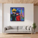 Ladybug and Cat Noir Illuminated Eiffel Tower – displayed in a living room