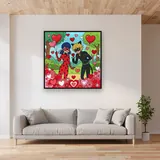 Ladybug and Cat Noir Valentine Hearts – displayed in a living room