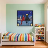 Ladybug and Cat Noir Stargazing on a Rooftop – Kids room