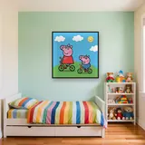 Peppa and George Riding Bicycles on a Green Hill – Kids room