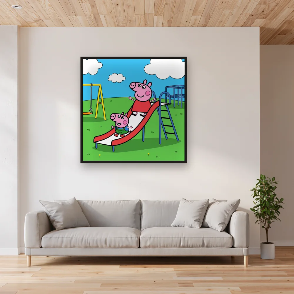 Peppa and George on the Playground Slide – Living room