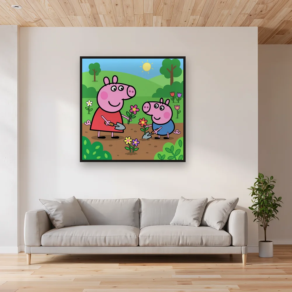 Peppa and George Planting Flowers in the Garden – Living room