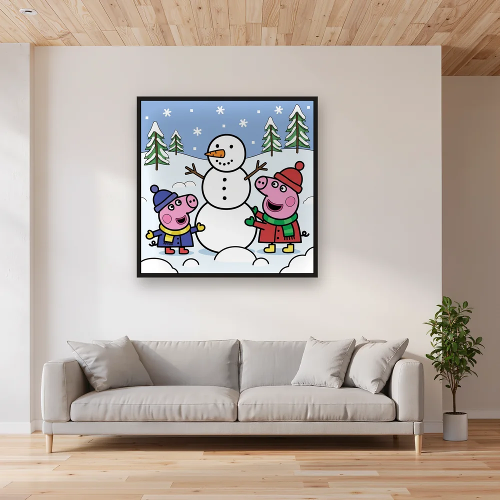 Peppa and George Building a Snowman – Living room