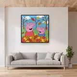 Peppa and George Playing in Autumn Leaves – displayed in a living room