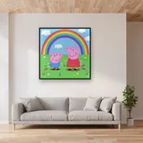 Peppa and George Jumping in Muddy Puddles – displayed in a living room