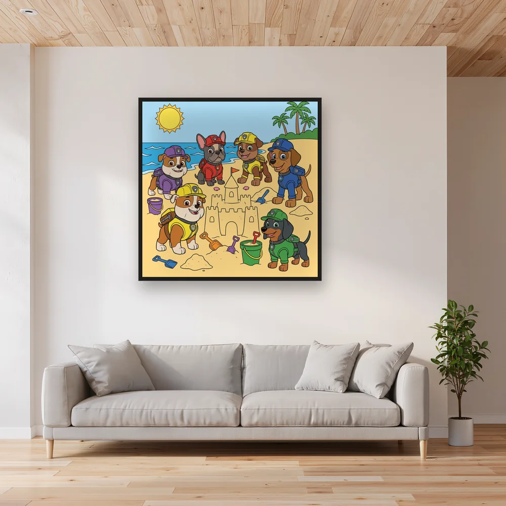 Rubble and Crew Building a Sandcastle at the Beach – Living room